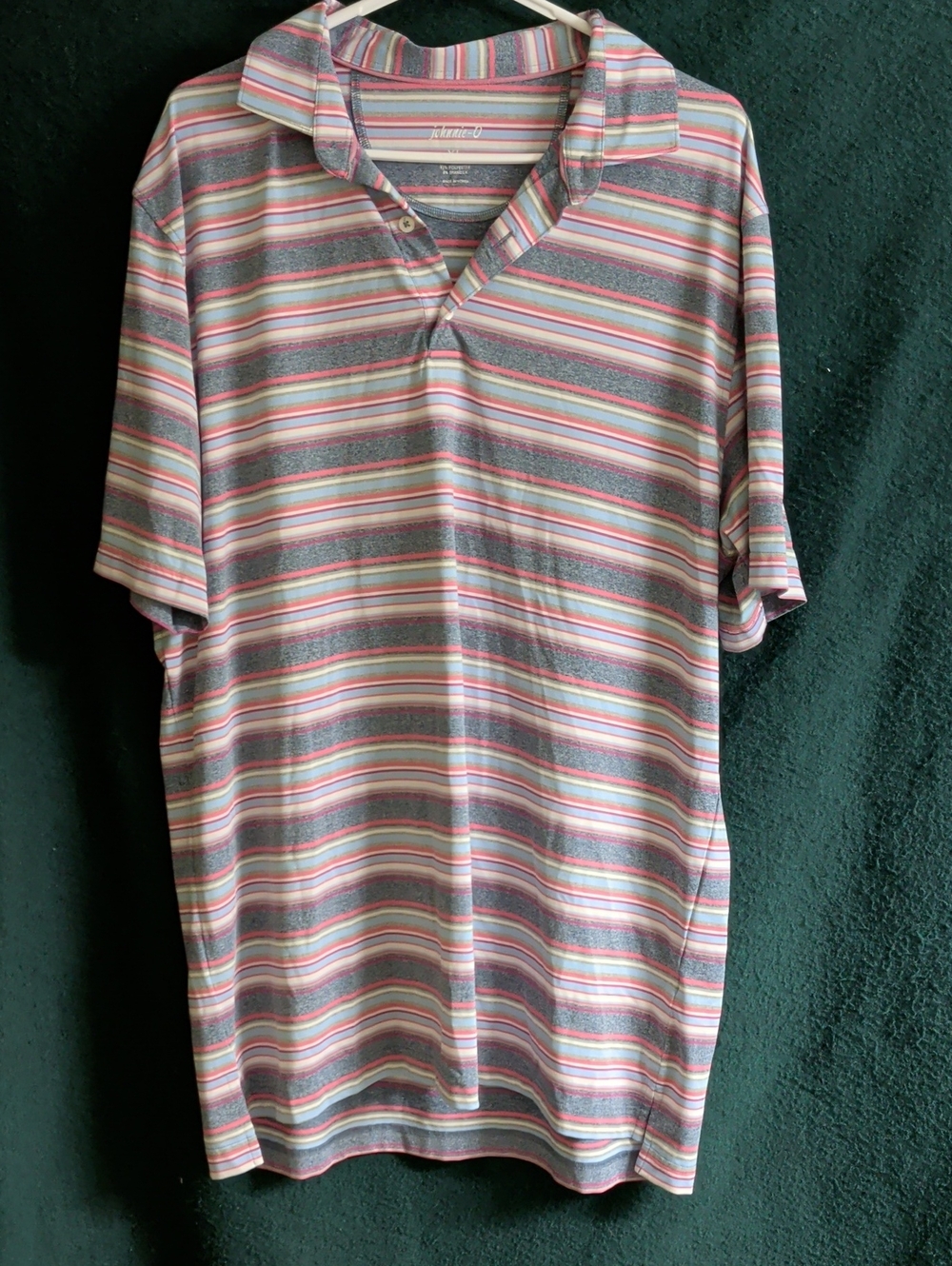 johnnie-O Striped Polo in Pink, Blue, Gray and White